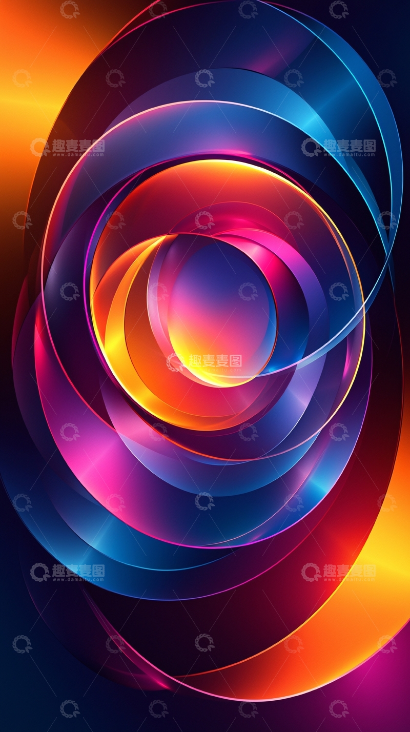 高清大图下载【趣麦麦图】抽象圆形渐变发光背景