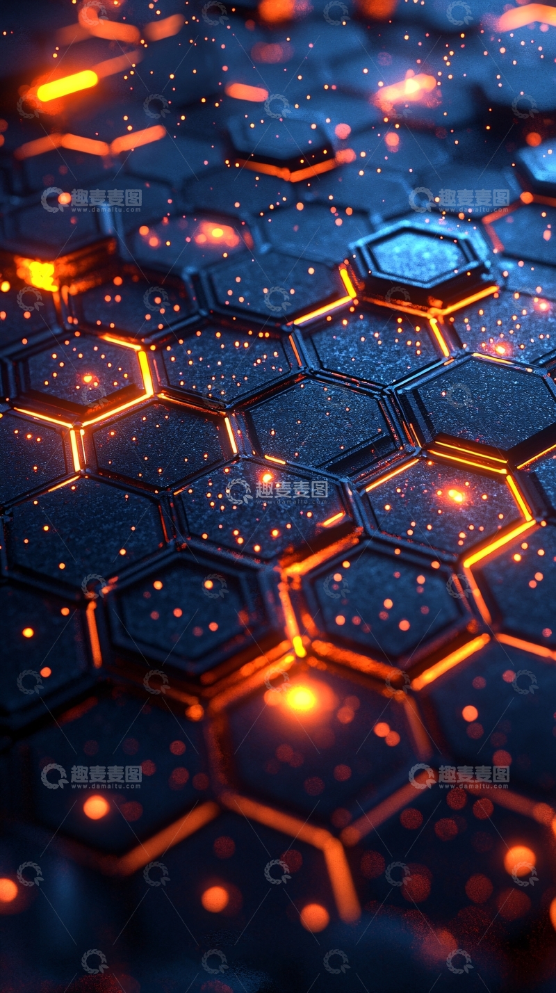 高清大图下载【趣麦麦图】科技感蜂巢发光纹理