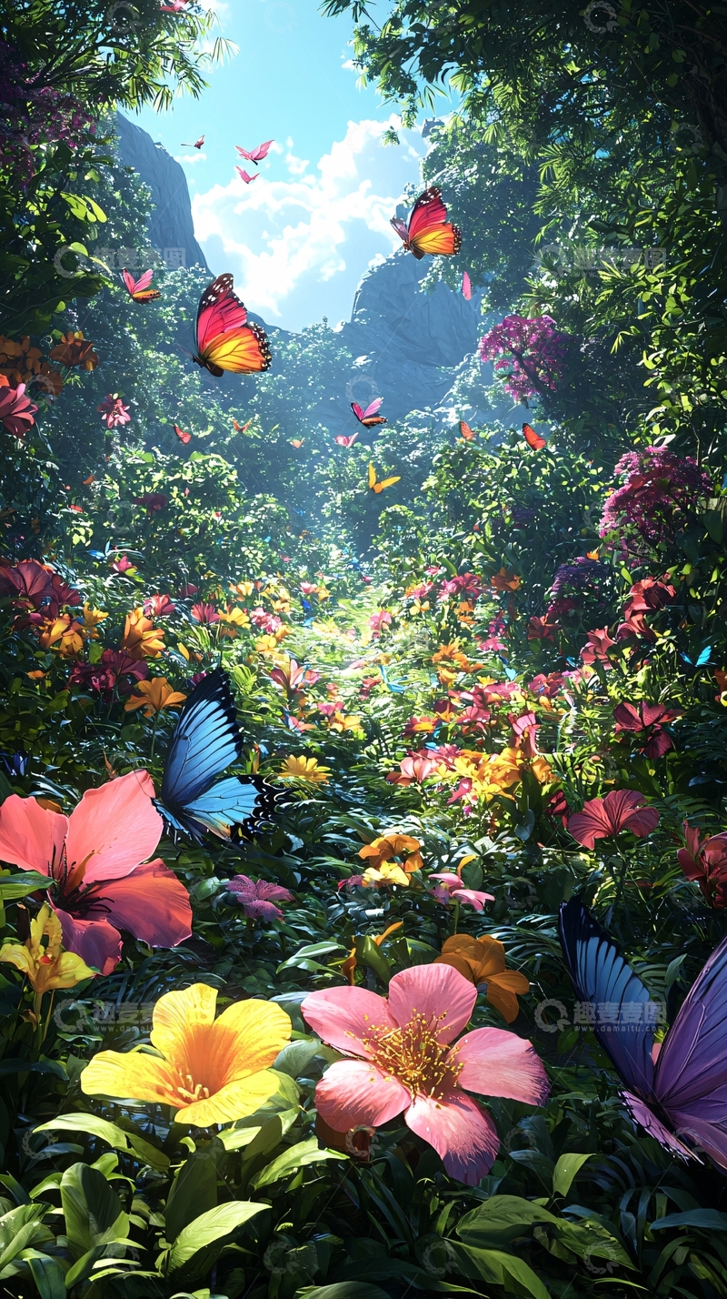 高清大图下载【趣麦麦图】梦幻蝴蝶花海