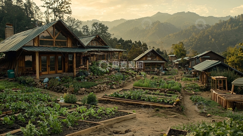 高清大图下载【趣麦麦图】山间木屋农庄景色
