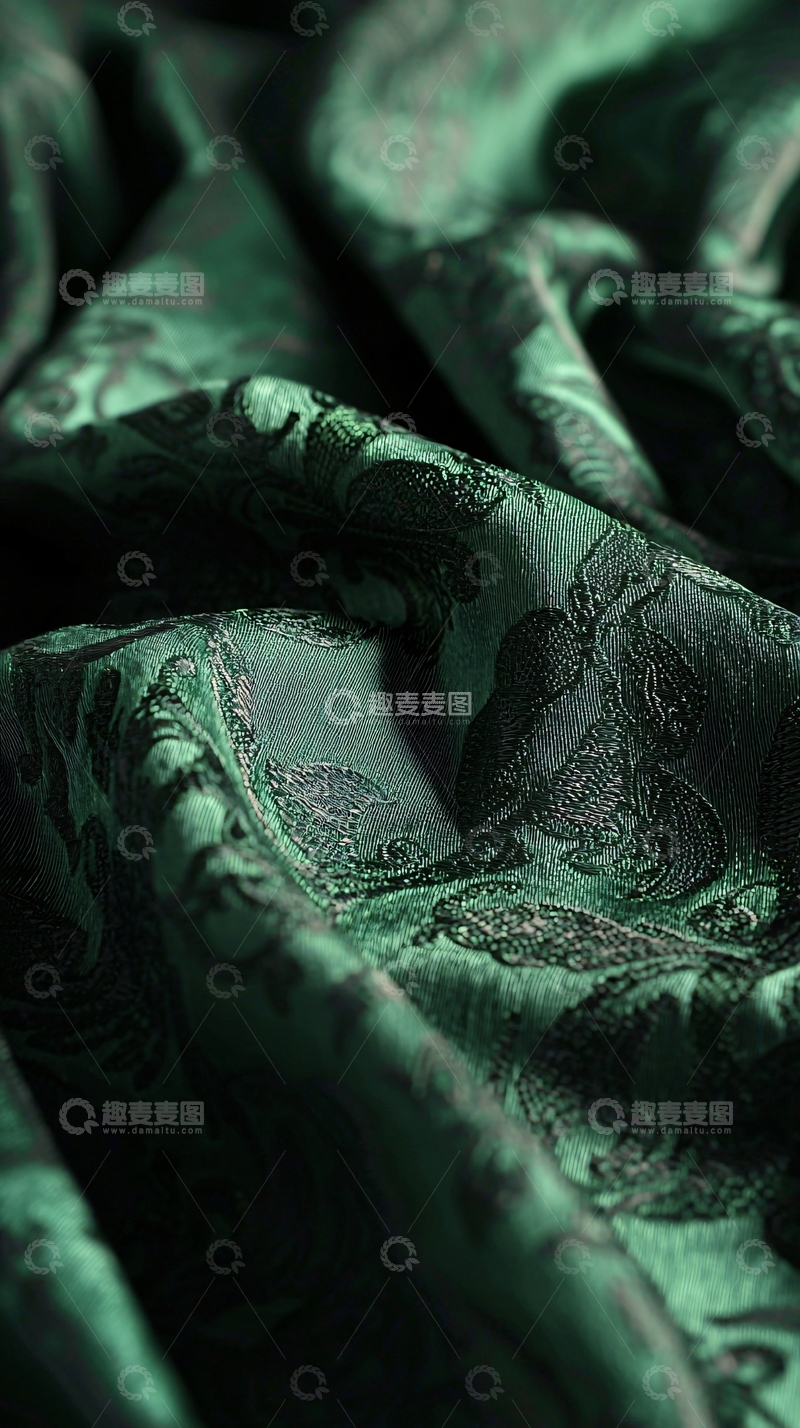 高清大图下载【趣麦麦图】暗绿色提花面料