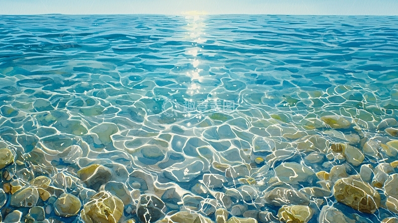 高清大图下载【趣麦麦图】清澈的海水与鹅卵石