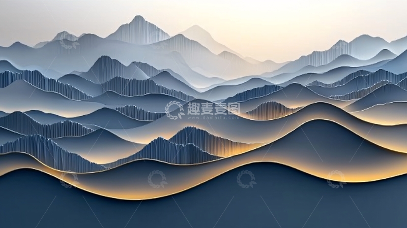 高清大图下载【趣麦麦图】水墨风连绵山脉