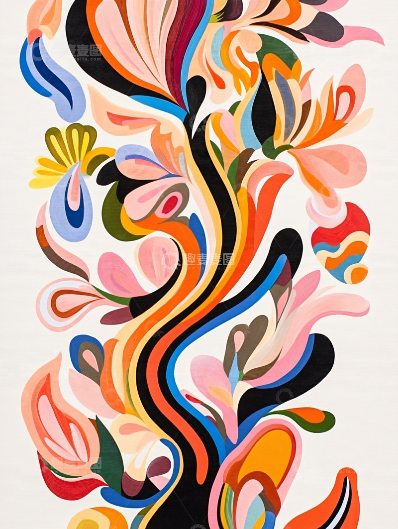 高清大图下载【趣麦麦图】抽象花卉图案