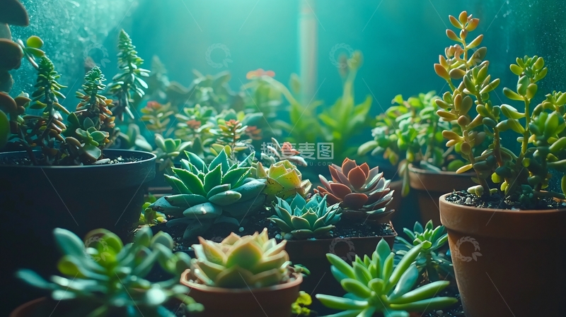 高清大图下载【趣麦麦图】梦幻的多肉植物盆栽