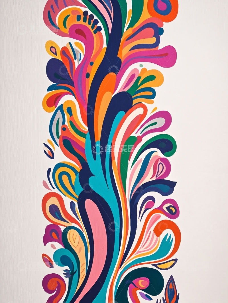 高清大图下载【趣麦麦图】彩色抽象花卉图案
