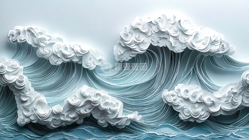 高清大图下载【趣麦麦图】海浪白色雕塑风格