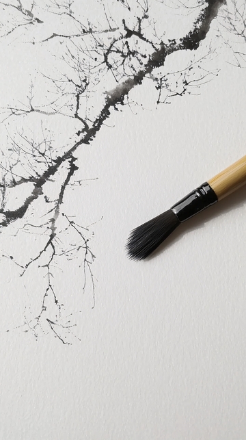 水墨画树枝
