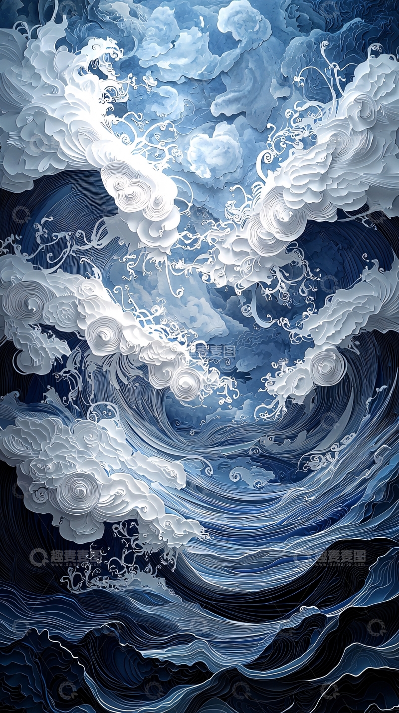 高清大图下载【趣麦麦图】汹涌的蓝白色海浪