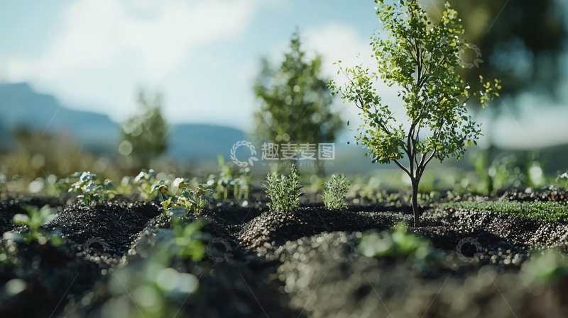 高清大图下载【趣麦麦图】阳光下新生的树苗