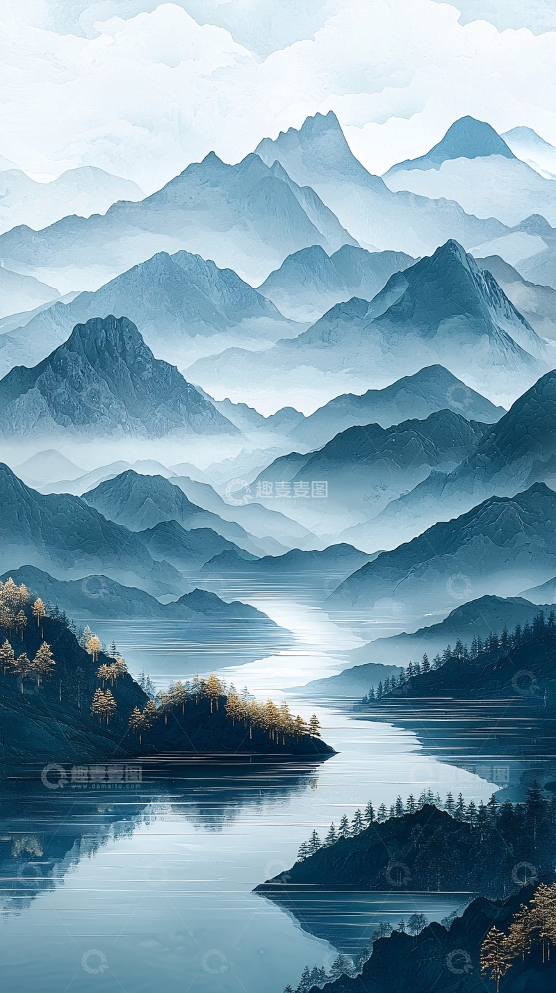 高清大图下载【趣麦麦图】水墨山水画346