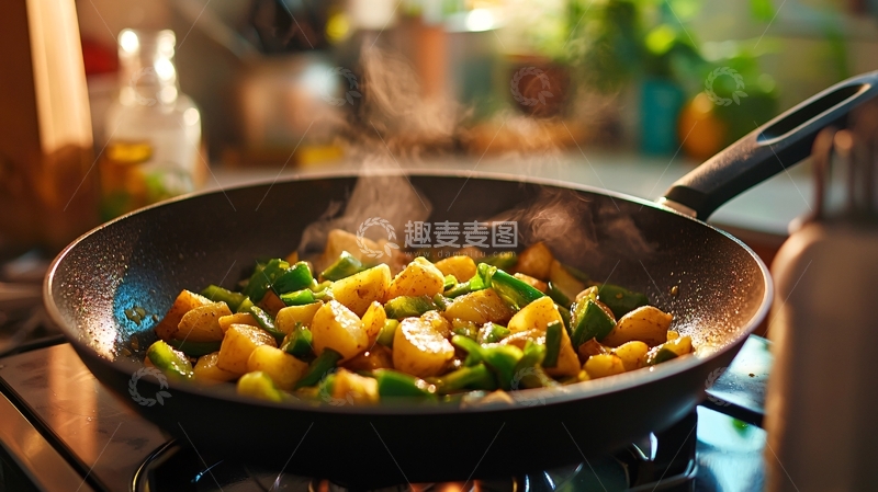 高清大图下载【趣麦麦图】热气腾腾的炒菜