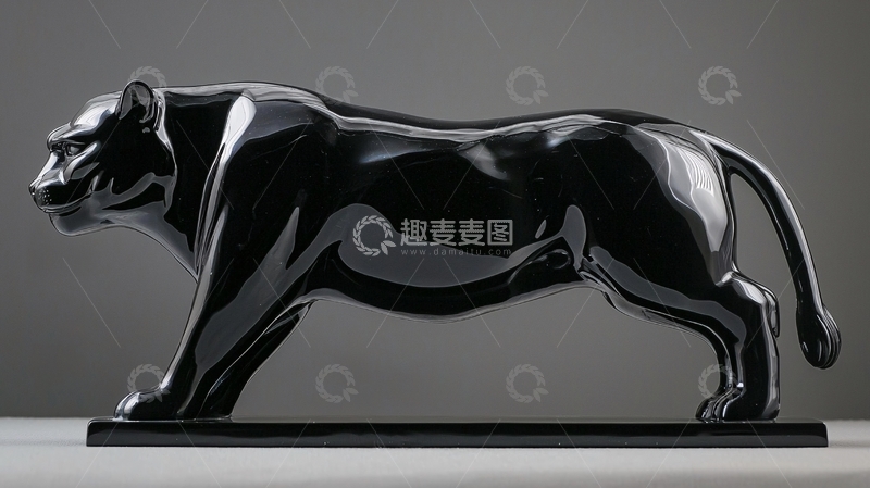 高清大图下载【趣麦麦图】黑色豹子雕塑