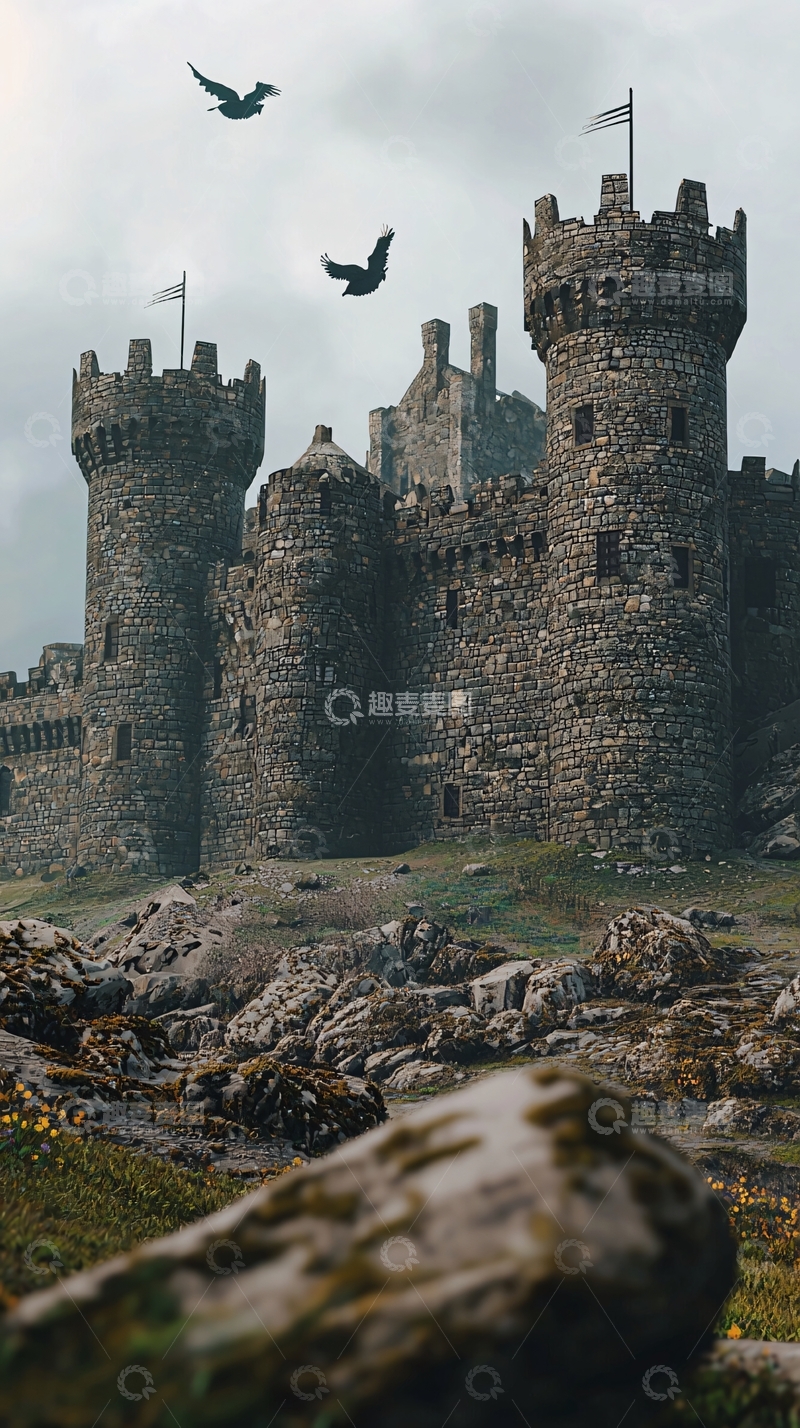 高清大图下载【趣麦麦图】哥特式风格海边古堡