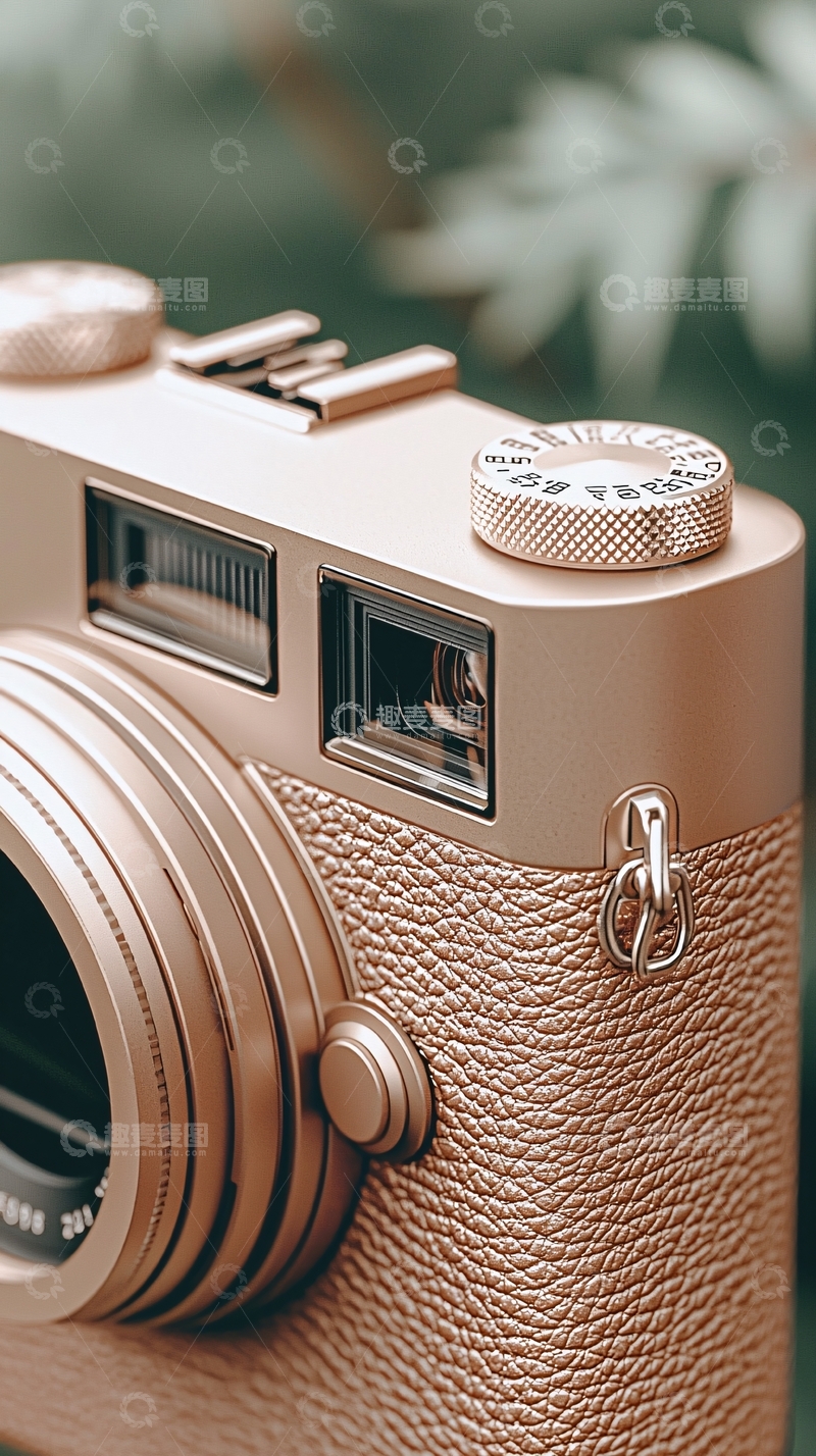 高清大图下载【趣麦麦图】玫瑰金色复古相机特写