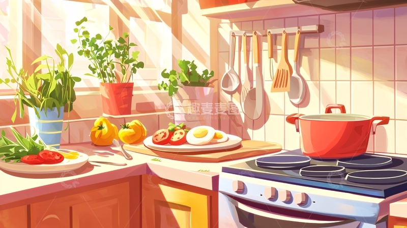 高清大图下载【趣麦麦图】阳光厨房温馨早晨