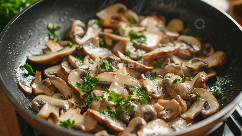 高清大图下载【趣麦麦图】煎好的蘑菇片