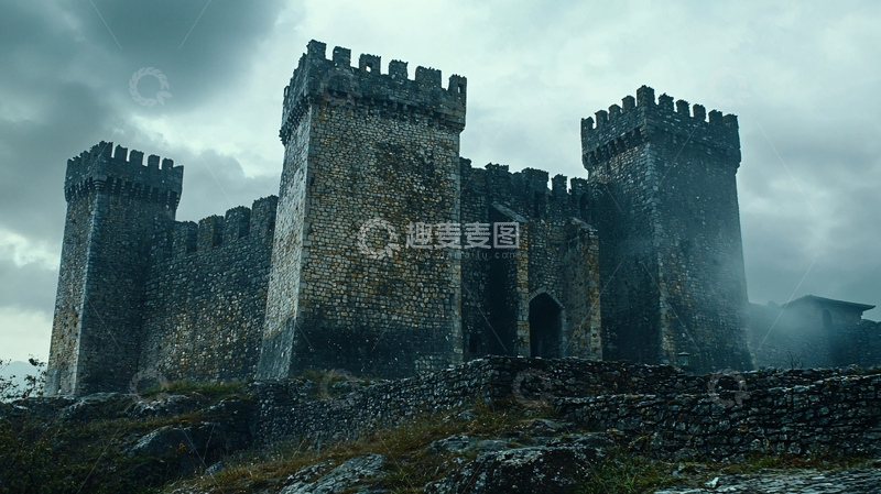 高清大图下载【趣麦麦图】阴天古堡