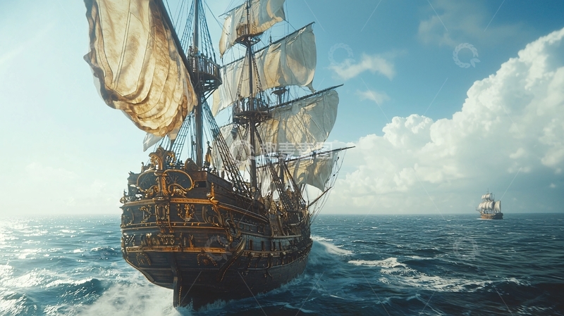 高清大图下载【趣麦麦图】帆船在大海上乘风破浪