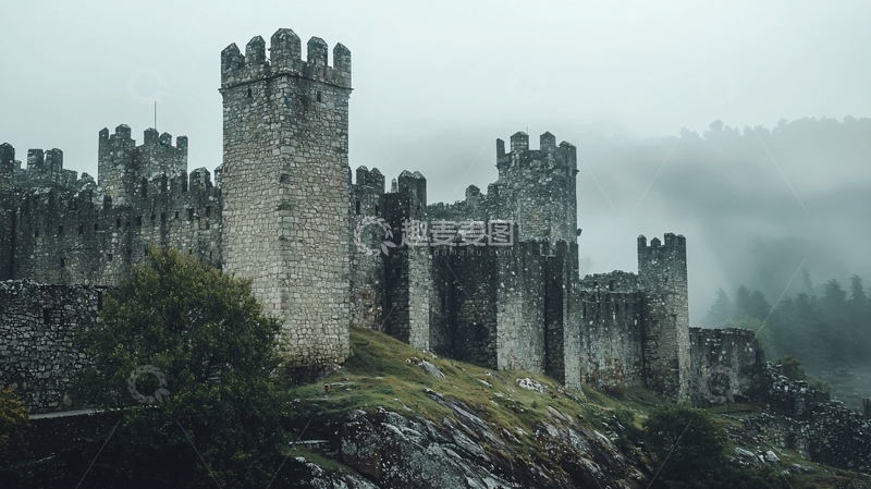 高清大图下载【趣麦麦图】雾气缭绕的古老城堡