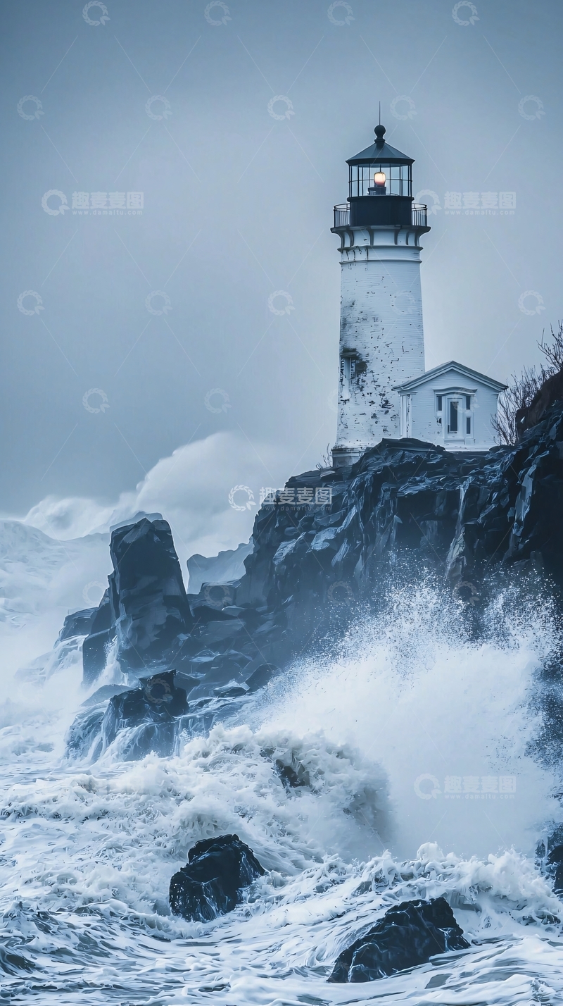 高清大图下载【趣麦麦图】暴风雨中的灯塔