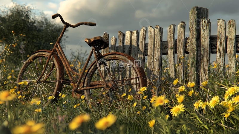 高清大图下载【趣麦麦图】锈迹斑斑的老自行车
