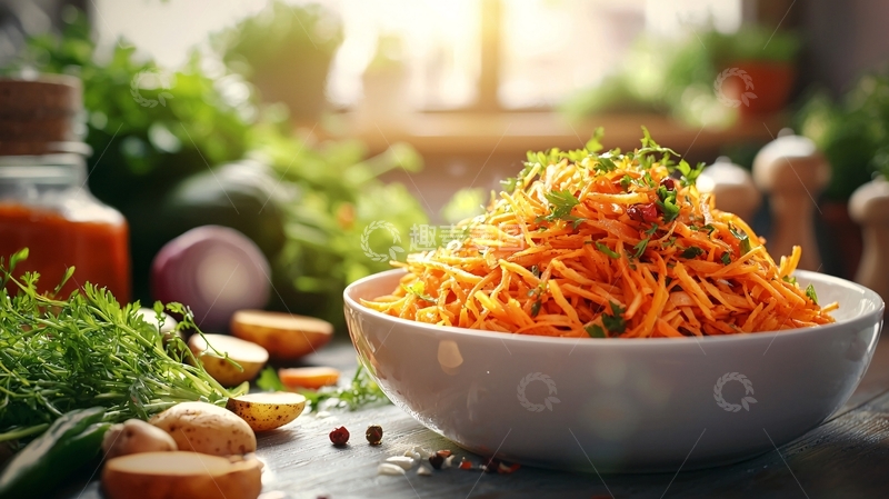 高清大图下载【趣麦麦图】胡萝卜丝沙拉