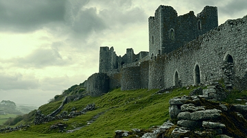 阴天下的古老城堡废墟