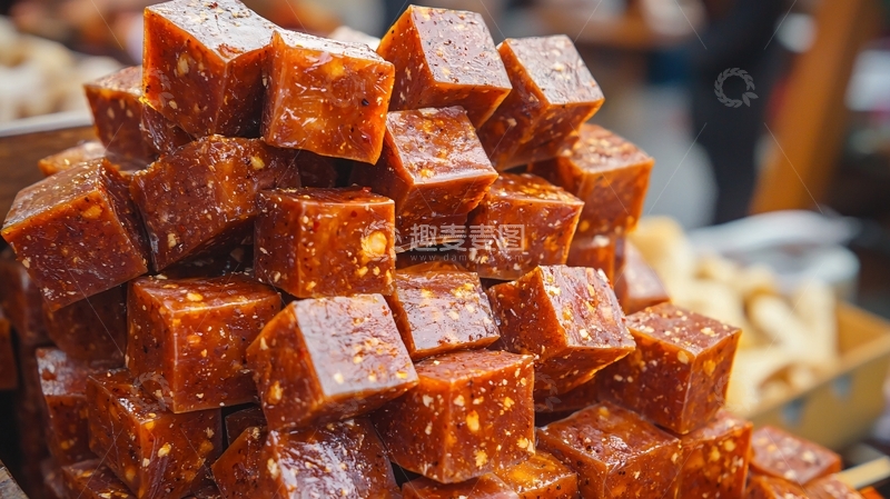 高清大图下载【趣麦麦图】琥珀色方形软糖堆叠
