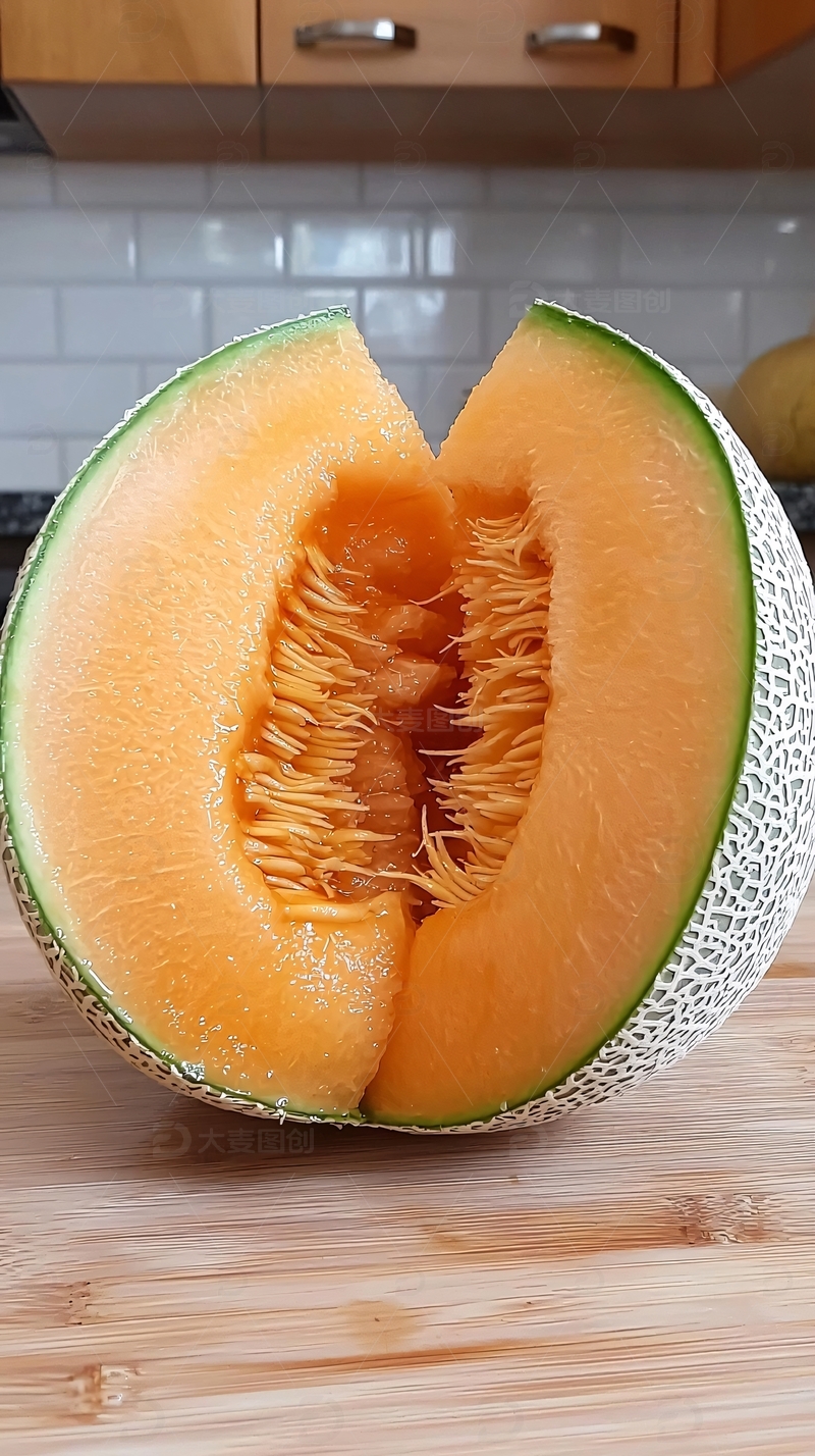 高清大图下载【趣麦麦图】新鲜多汁的哈密瓜剖面图