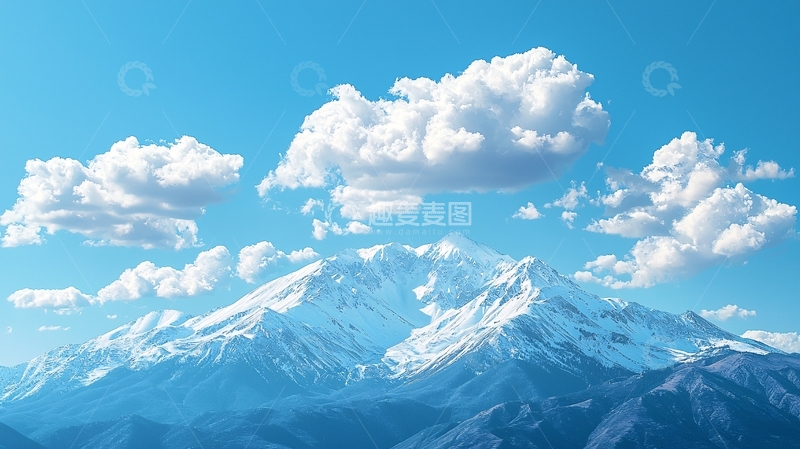 高清大图下载【趣麦麦图】雪山白云蓝天