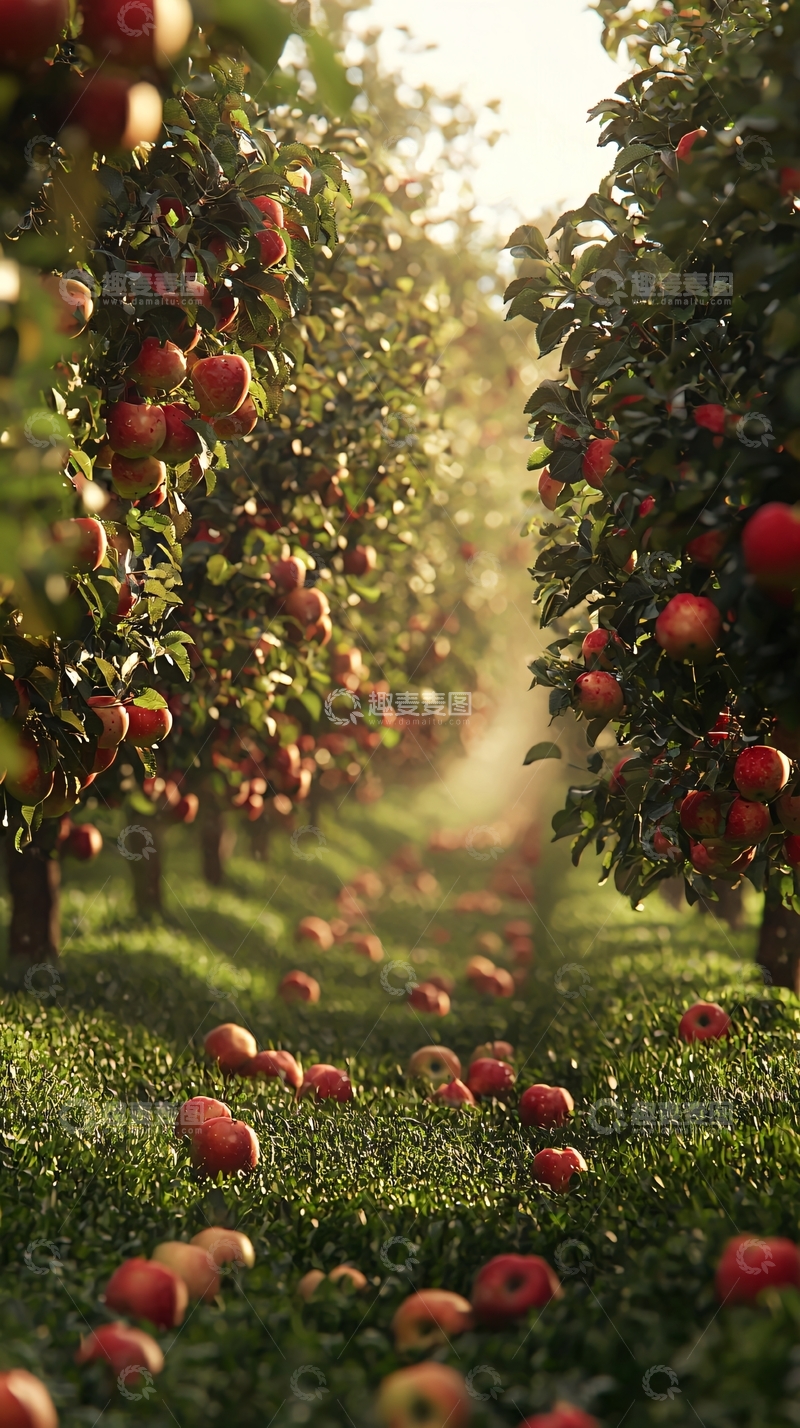 高清大图下载【趣麦麦图】阳光洒满苹果园