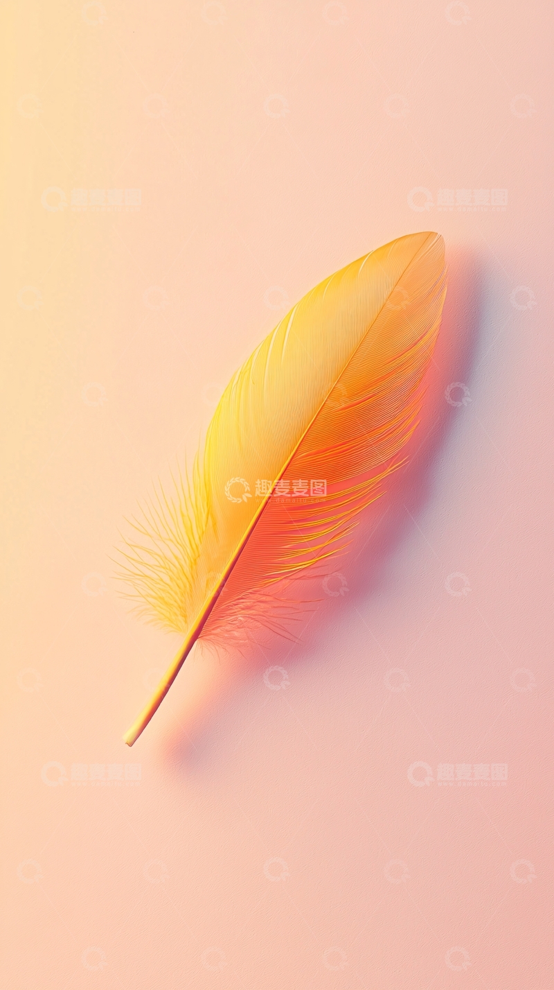 高清大图下载【趣麦麦图】单只黄色羽毛粉色背景
