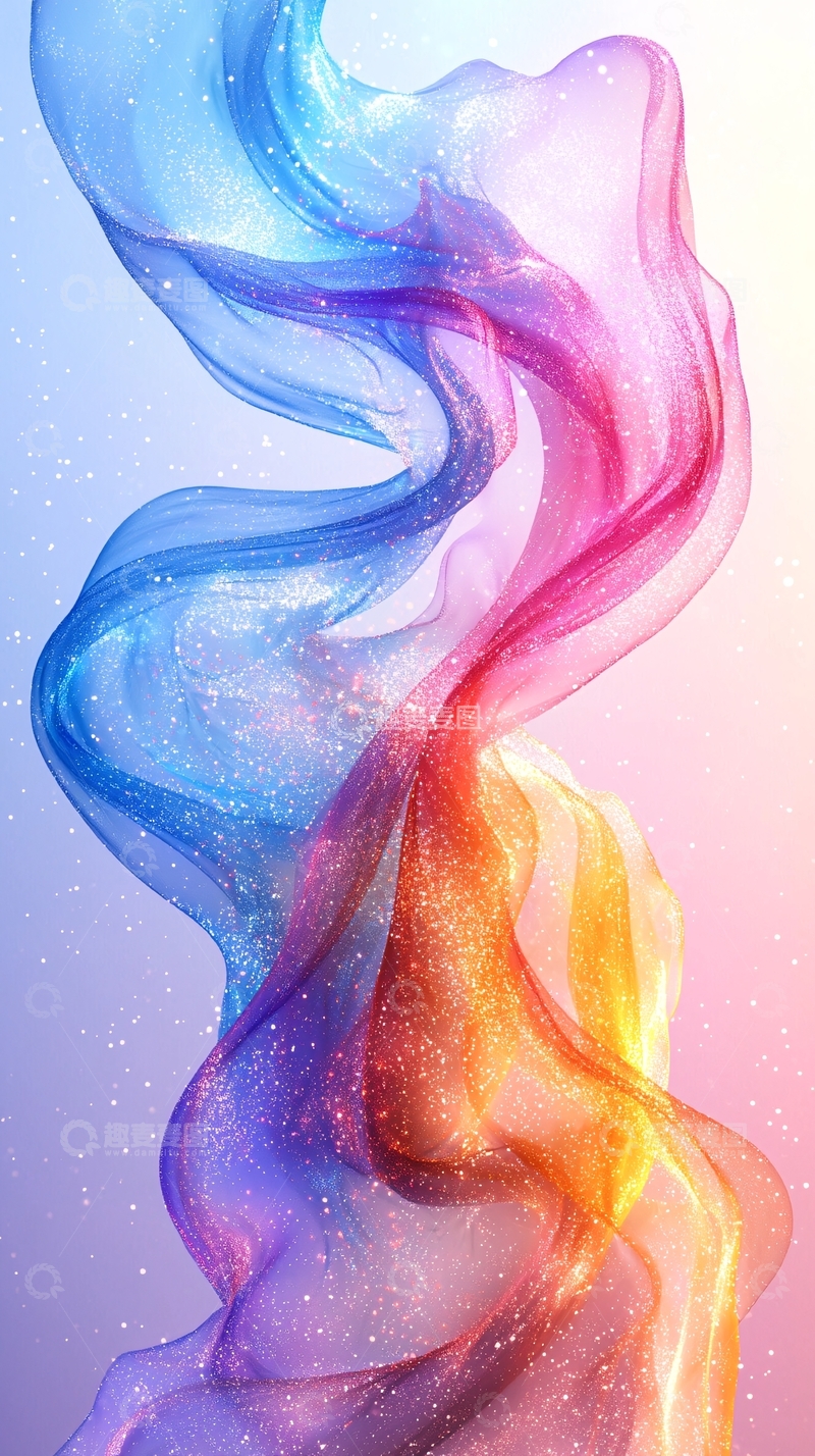 高清大图下载【趣麦麦图】彩色梦幻纱幔背景
