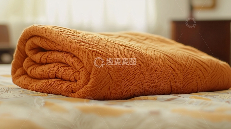 高清大图下载【趣麦麦图】橘黄色针织毯子