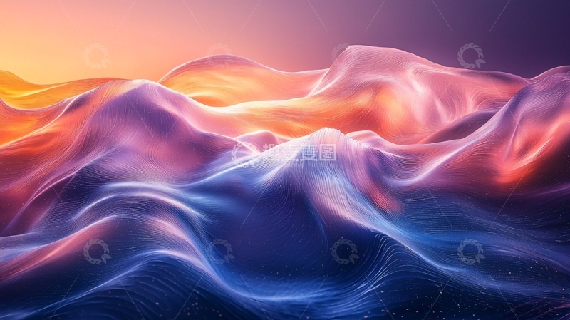 高清大图下载【趣麦麦图】梦幻彩色波浪山脉