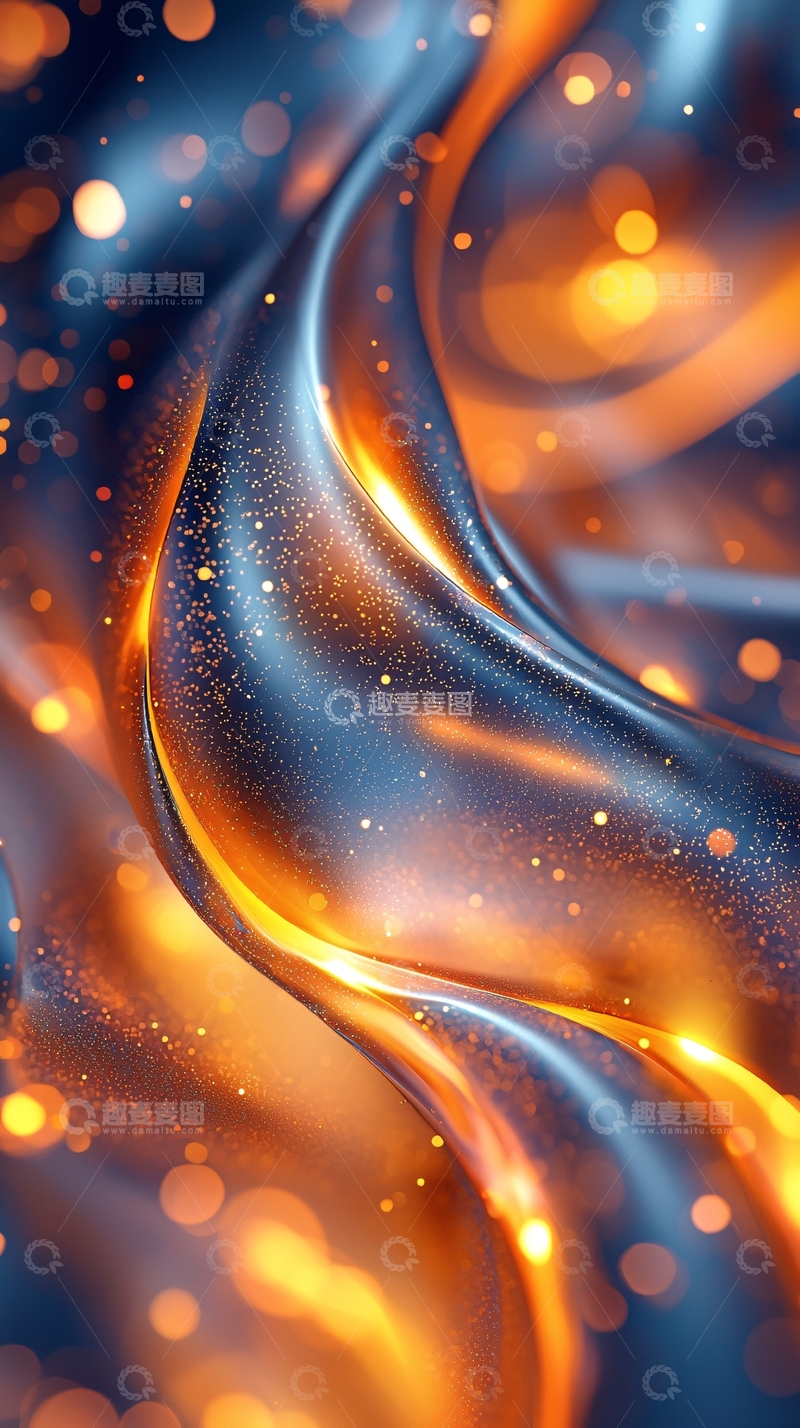 高清大图下载【趣麦麦图】蓝色橙色光影流动