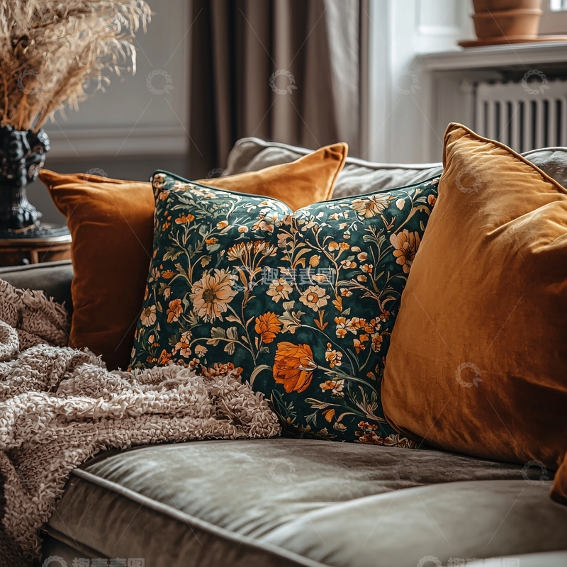 高清大图下载【趣麦麦图】舒适沙发上的靠垫