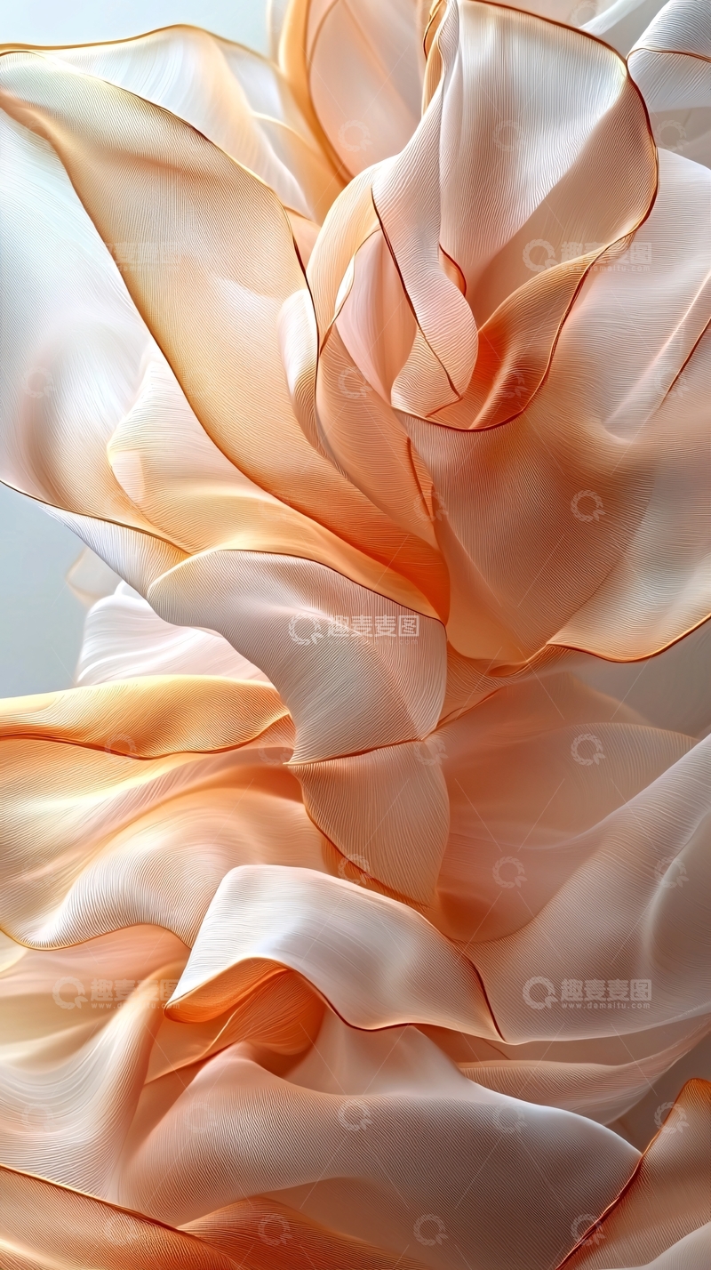 高清大图下载【趣麦麦图】轻柔飘逸的橙色丝绸