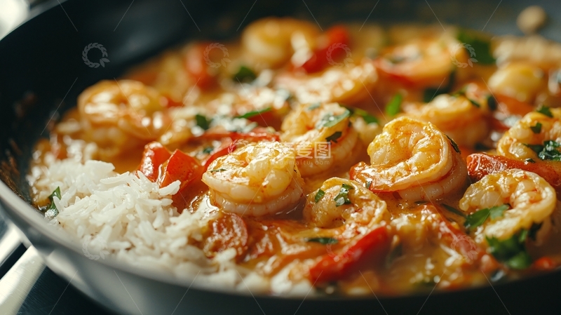 高清大图下载【趣麦麦图】鲜虾番茄烩饭