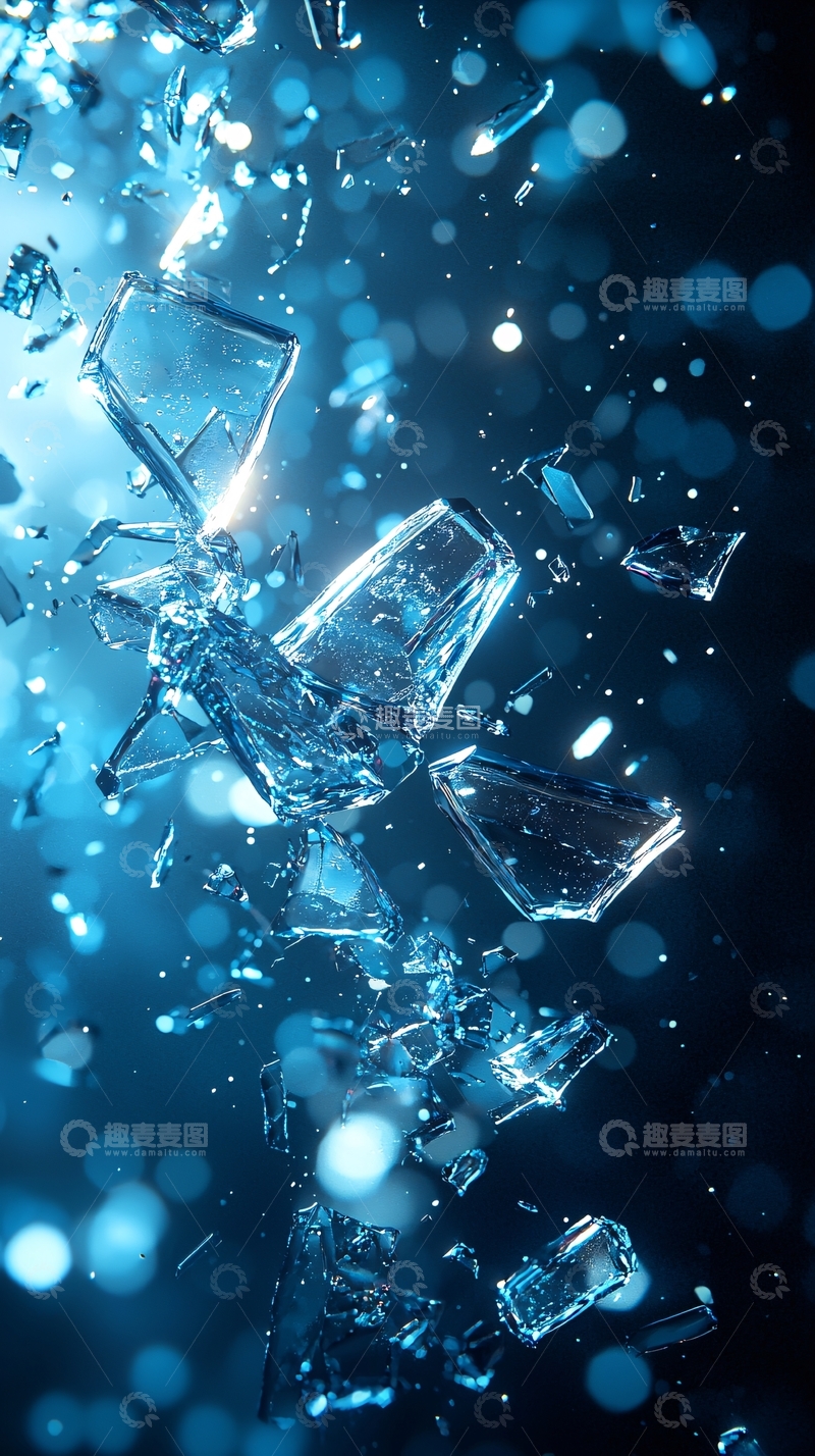 高清大图下载【趣麦麦图】蓝色碎玻璃