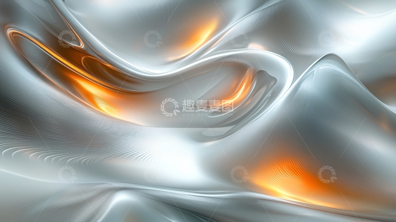 高清大图下载【趣麦麦图】抽象银色金属流动光泽
