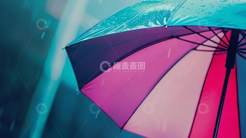 高清大图下载【趣麦麦图】雨中彩虹伞
