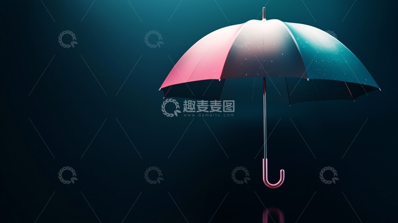 高清大图下载【趣麦麦图】深色背景下粉蓝雨伞