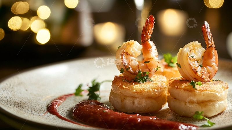 高清大图下载【趣麦麦图】精致的虾肉美食