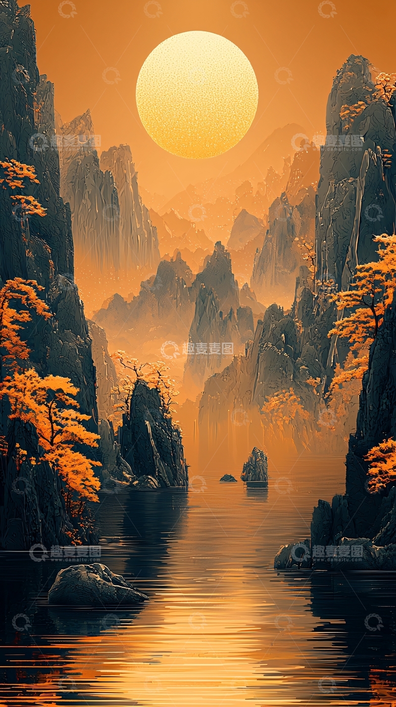 高清大图下载【趣麦麦图】日落山谷