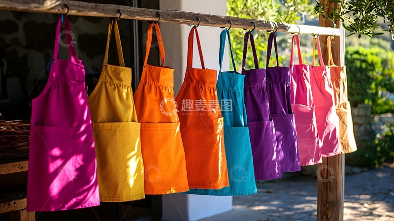 高清大图下载【趣麦麦图】彩色围裙晾晒