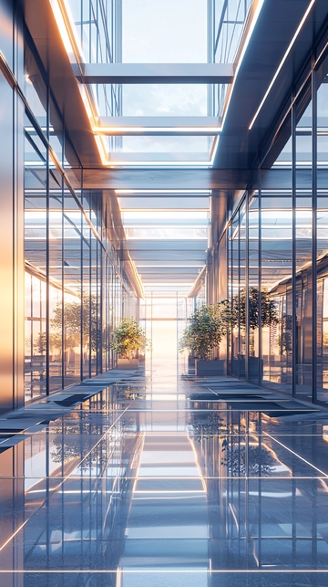 现代化玻璃幕墙走廊