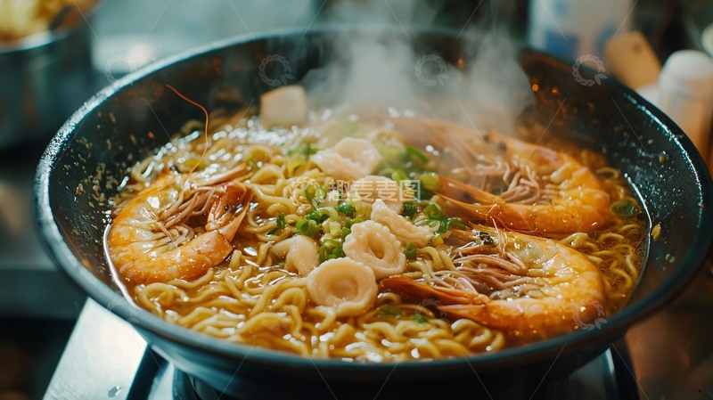 高清大图下载【趣麦麦图】热气腾腾的海鲜拉面