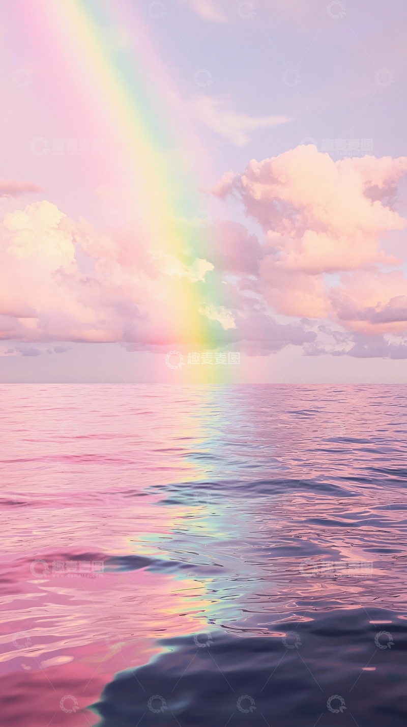 高清大图下载【趣麦麦图】粉色彩虹海面